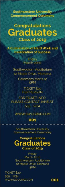 Graduation - Blue and Yellow Event Ticket