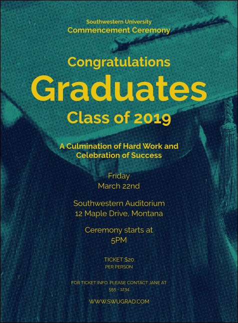 Graduation - Blue and Yellow Invitation Product Front