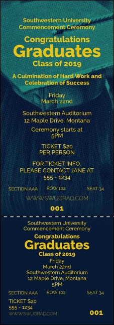 Graduation - Blue and Yellow Reserved Event Ticket Product Front