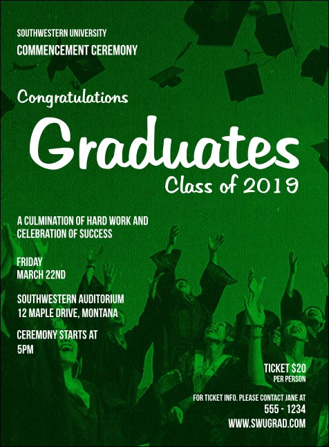 Graduation - Green Invitation Product Front