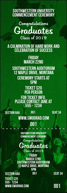 Graduation - Green Reserved Event Ticket Product Front