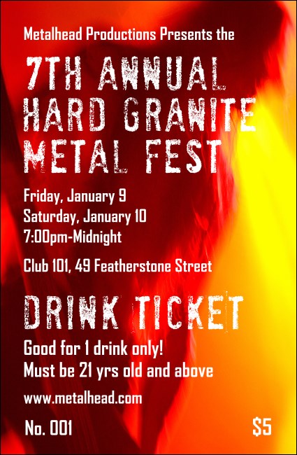 Heavy Metal Drink Ticket Product Front