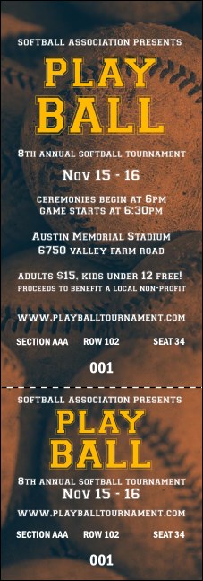 Softball Brown Reserved Event Ticket