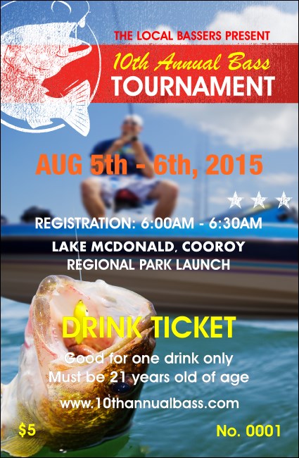 Bass Fishing Tournament Drink Ticket