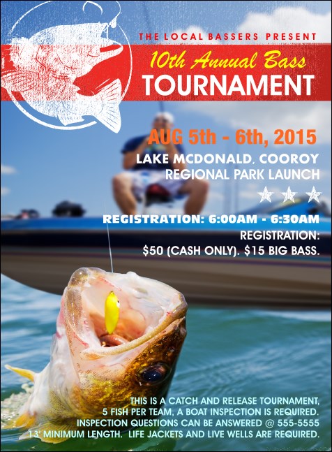 Bass Fishing Tournament Invitation Product Front