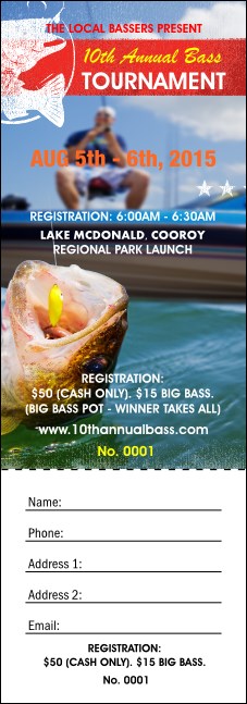 Bass Fishing Tournament Raffle Ticket