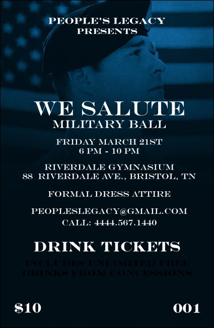 Military Ball - The Salute Drink Ticket Product Front