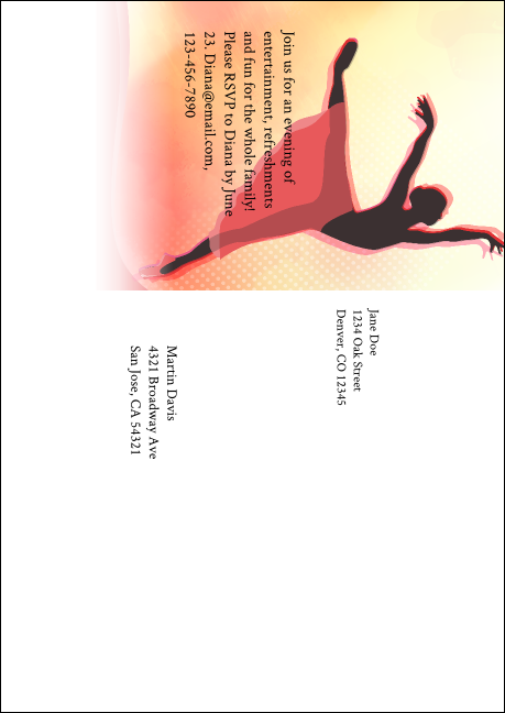 Dance Silhouette Postcard Mailer Product Back