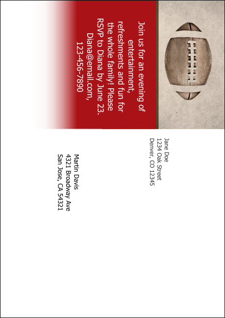 Football Red Postcard Mailer Product Back
