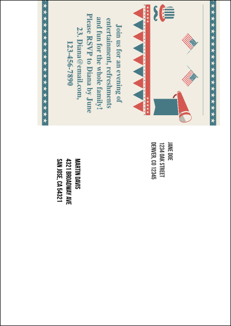 Fourth of July Hometown Postcard Mailer Product Back