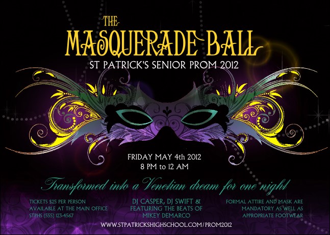 Masquerade Ball Postcard Mailer Product Front