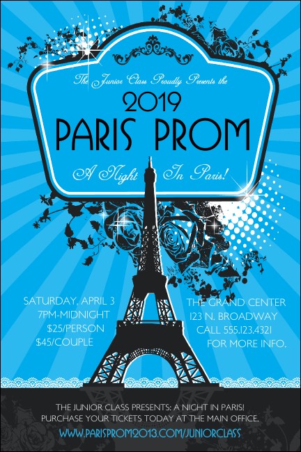 Paris Blue and Black Poster Product Front
