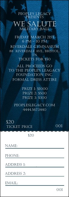 Military Ball - US Flags Raffle Ticket Product Front