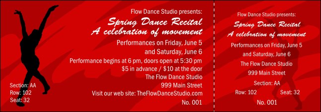 Dance Reserved Event Ticket Product Front