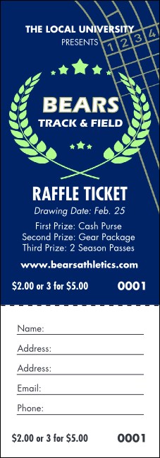 Track and Field Blue Raffle Ticket