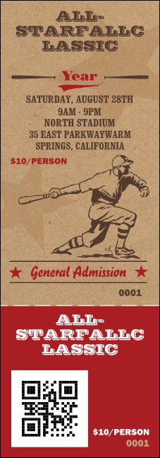 All Star Retro Baseball QR Event Ticke