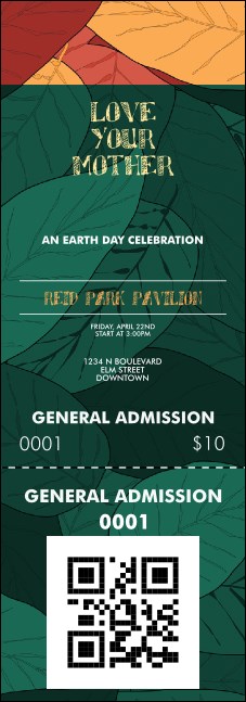 Earth Day Organic QR Event Ticket Product Front