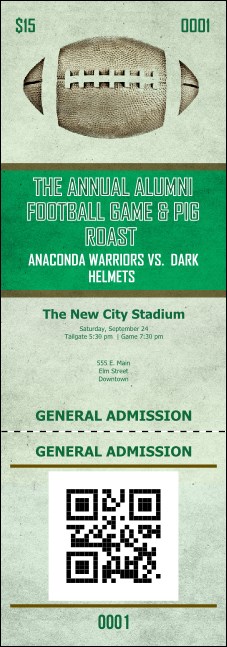 Football Green QR Event Ticket Product Front