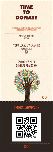Fundraiser Tree QR Event Ticket Product Front