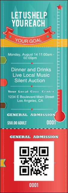 Fundraising Thermometer QR Event Ticket Product Front
