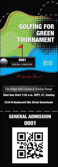 Golf Water Hazard QR Event Ticket Product Front