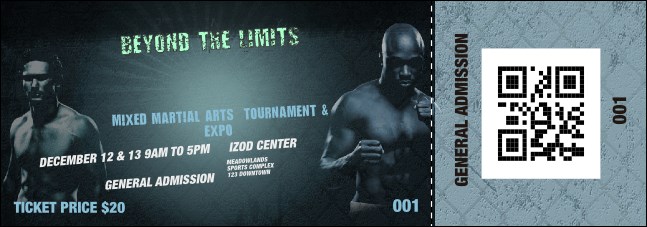 MMA Main Event Blue QR Event Ticket Product Front