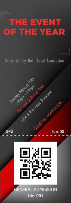 Red and Silver QR Event Ticket Product Front