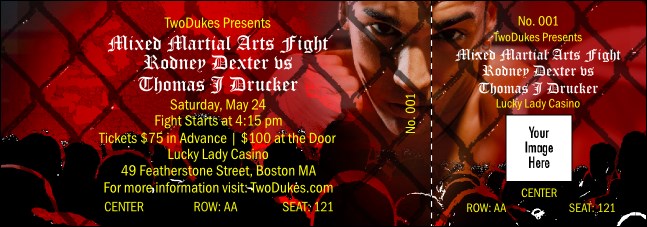 Mixed Martial Art Reserved Event Ticket Product Front