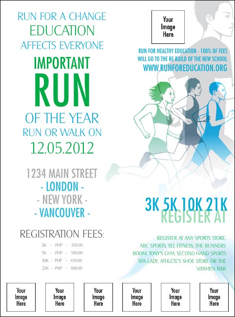 Run for a Cause Blue & Green Logo Flyer