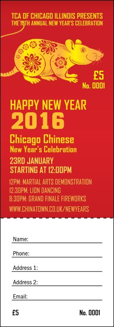 Chinese New Year Rat Raffle Ticket