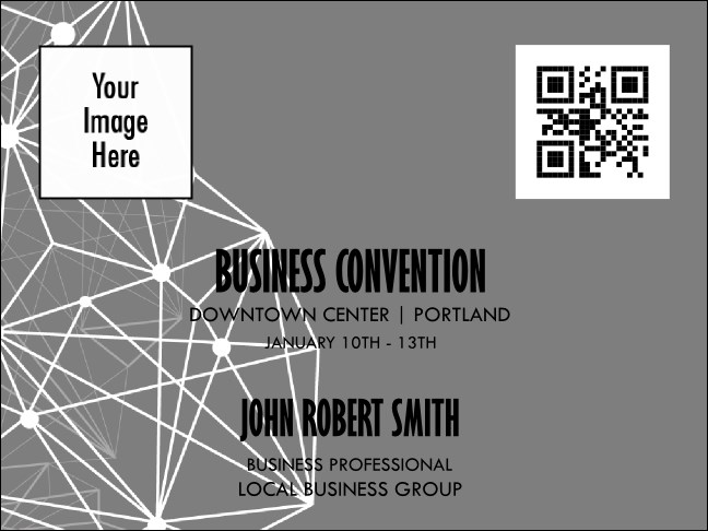 Conference Series: White Geometric Patterns Economy Event Badge