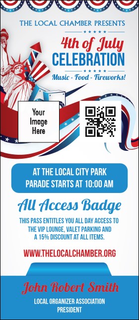 Fourth of July  Freedom VIP Event Badge Large Product Front