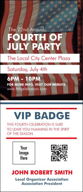 Fourth of July VIP Event Badge Large