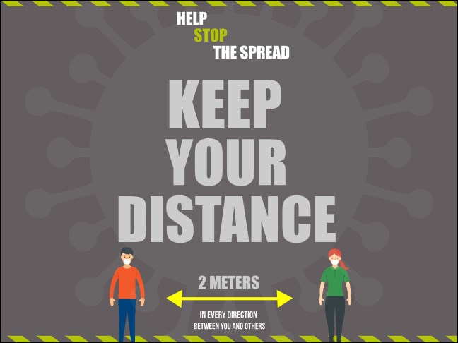 4" x 3" Keep Your Distance Economy Sticker Product Front