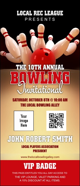 Bowling League VIP Event Badge Large Product Front
