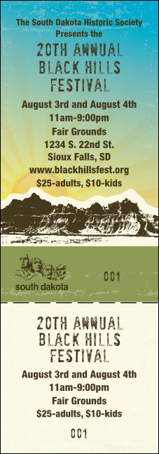 South Dakota General Admission Ticket Product Front