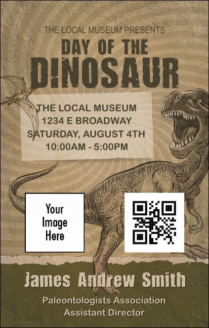 Dinosaur Illustrated VIP Event Badge Medium Product Front