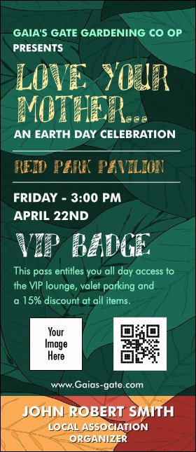 Earth Day Organic VIP Event Badge Large Product Front
