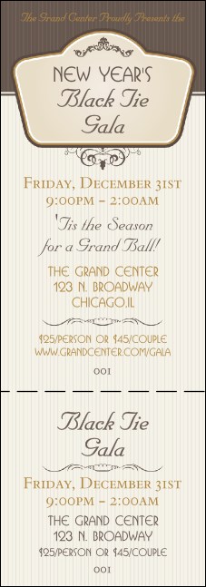 Classic Brown Pinstripe Event Ticket Product Front