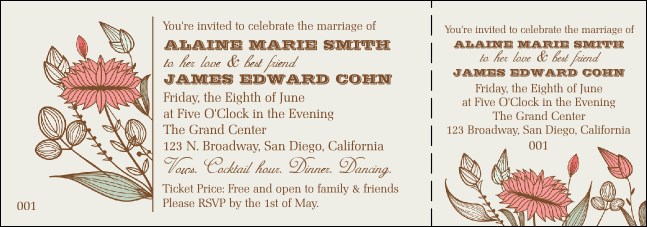 Wedding Flower Motif Event Ticket