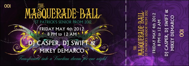 Masquerade Ball Event Ticket Product Front