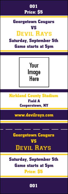 Sports Ticket 001 Purple & Yellow