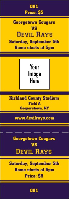 Sports Ticket 002 Purple & Yellow