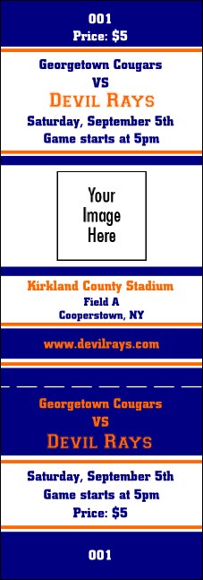 Sports Ticket 001 Blue & Orange Product Front