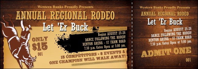 Rodeo Rustic Event Ticket Product Front