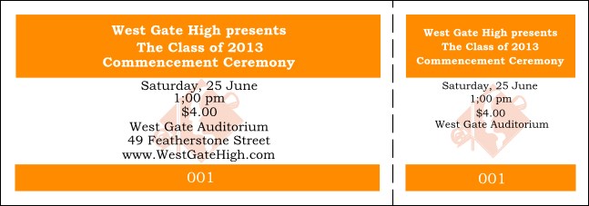 Graduation General Admission Ticket Orange