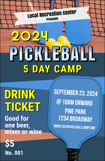 Pickleball Camp Drink Ticket Product Front