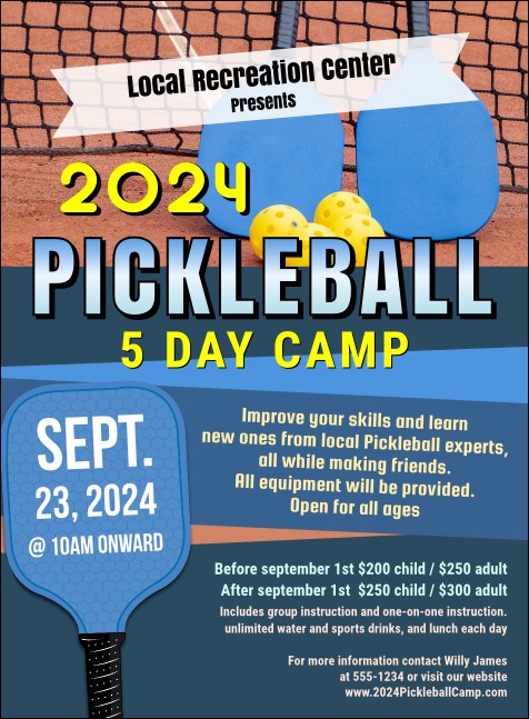 Pickleball Camp Invitation Product Front