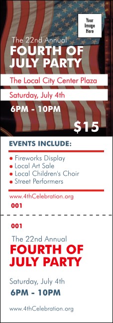 Fourth of July Event Ticket Product Front