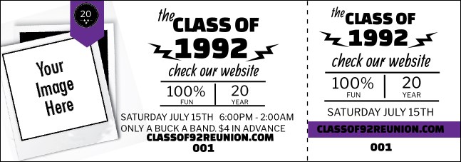 Class Reunion Mascot Purple Event Ticket Product Front